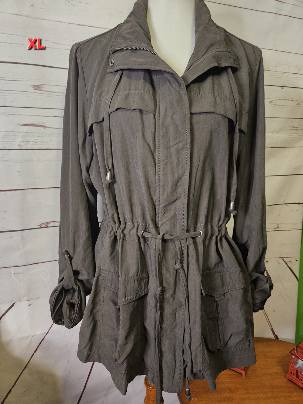Maurices Charcoal Drawstring Utility Jacket